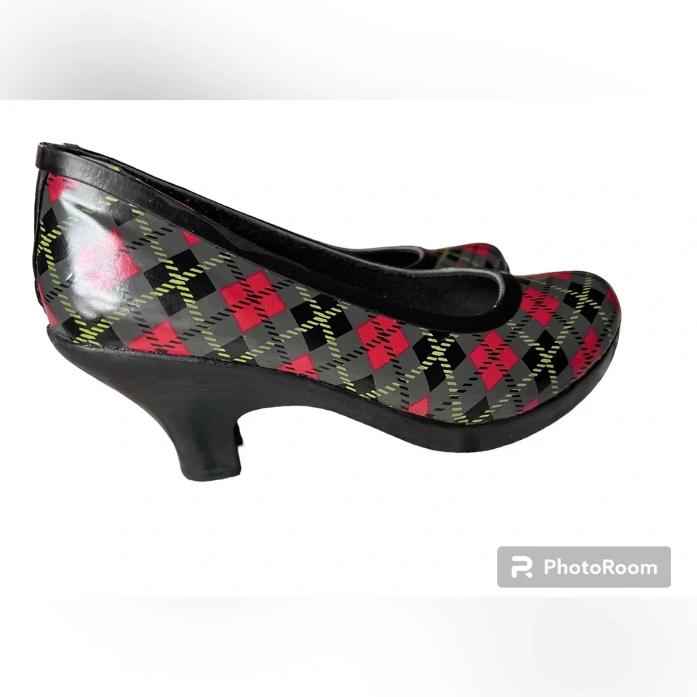 dav black green scot plaid pumps heels size 6 - Picture 4 of 10
